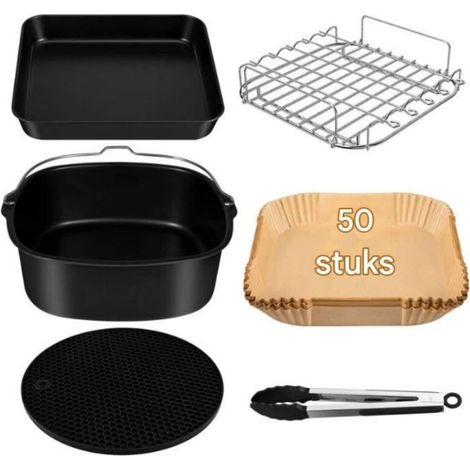 Airfryer-accessoires - Set van 6 pcs - 22 cm - Geschikt voor COSORI Turboblaze Airfryer XXL 5,5 l 6 l 6,2 l - BPA-vrij - Accessoires Geschikt voor heteluchtfriteuses (1/5)