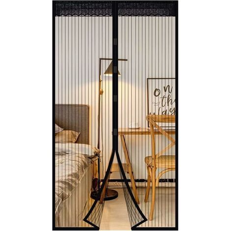 Magnetic Fly Screen Door Automatic Closing Door Curtain Anti Insect Fly Mosquito with Magnets No Drilling (80x200cm) Black (1/5)