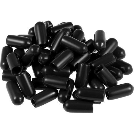 50pcs Capuchon, Diamètre Intérieur 6mm, Caoutchouc Noir, Pour Vis Et Tuyau, Protection Meubles (1/5)