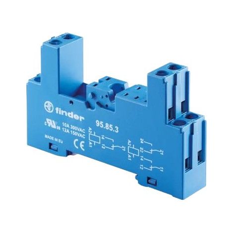 Support relais Finder série 95 Series, Montage sur rail ou panneau, 250V, pour Relais série 40.51, 40.52, 40.61, 40.62 ( Prix pour 1 )