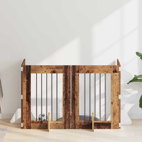 vidaXL Cancello per cani con supporti 4 pcs Legno antico 60 x 80