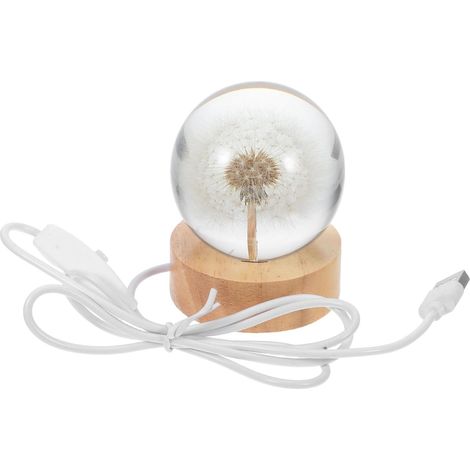 Veilleuse Boule de Cristal Fleur de Pissenlit avec Socle (1/5)