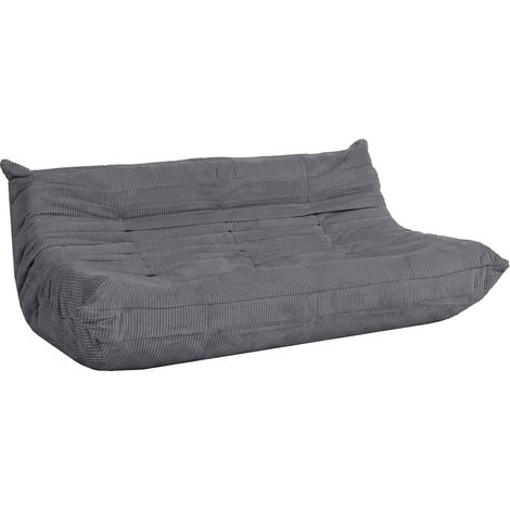 [NEUWERTIG] 3-Sitzer Sofa HHG-926, Dreisitzer 3er-Sofa Couch Polster-/Loungesofa Stoff Cord (300g/m²) 175cm dunkelgrau (1/5)