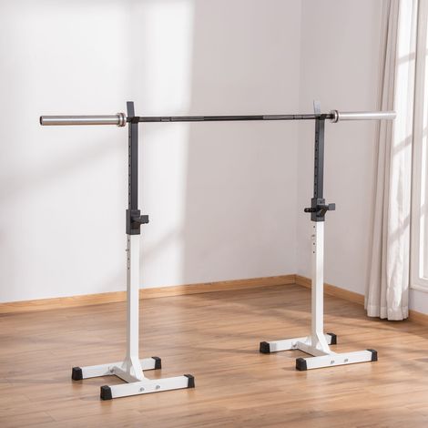Hantelständer aus Stahl mit 12 Höhenstufen, max. Belastung 150 kg, 52 x 48 x 105–160 cm, Weiß