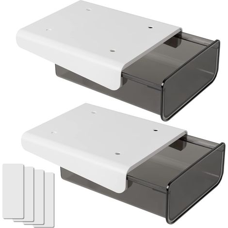 Lot de 2 tiroirs adhésifs cachés sous table, rangement pour bureau, maison et école (1/5)