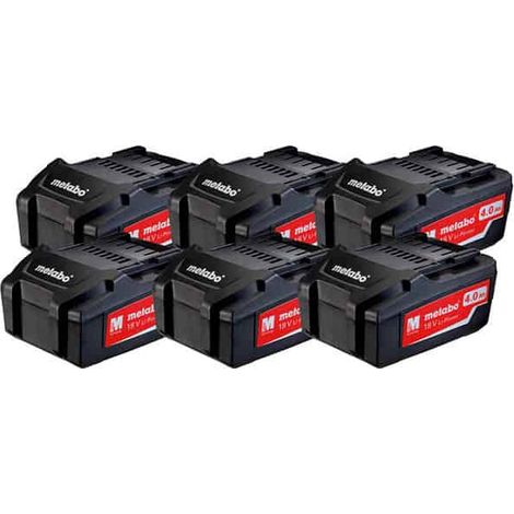 Metabo – Pack de 6 batteries Li-Power 18V 4.0Ah – Technologie Air Cooled – Compatible avec outils 18V – Indicateur de capacité de charge (1/4)