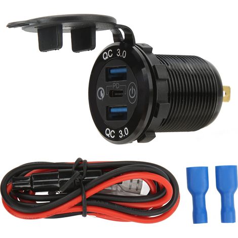 Prise de charge USB à 3 ports avec protection multiple QC3.0 et couvercle étanche pour voitures, camions et camping-cars (1/5)
