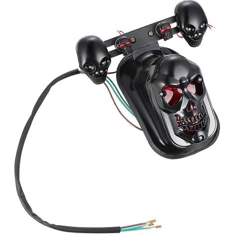 Feu arrière de moto décoratif en forme de crâne, clignotant et feu stop pour moto (1/5)