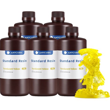 Resina para impresión 3D, viscosidad media, curado rápido, 5 kg - Trans-Amarillo (1/2)