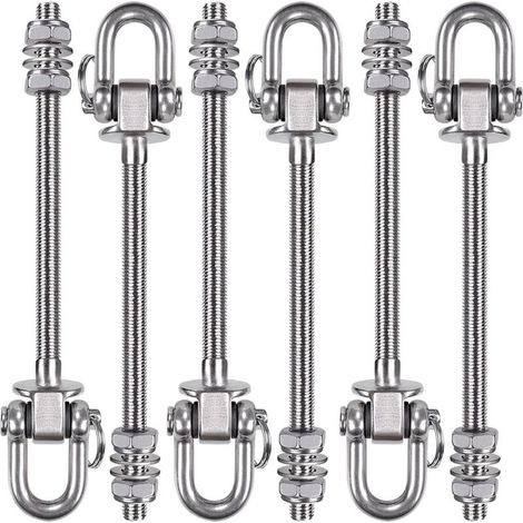 - Cintre Robuste en Acier Inoxydable - Capacité de 300kg - 23,5 cm x M10 - Crochets pour balançoire en Bois et en Acier - pour hamac de Yoga, hamac, Sac de Frappe, véranda, 6 par boîte (1/5)
