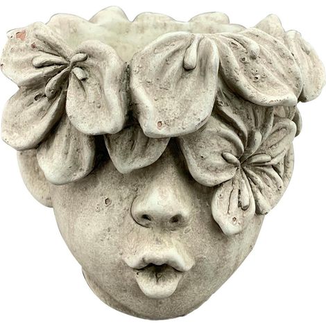 Blumentopfkopf mit Blumen, Höhe 15,5 cm