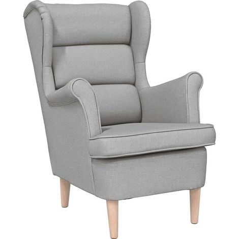 Fauteuil de Salon，Chaise，Fauteuil gris nuage 74x84x100 cm tissu CFW384453 (1/5)