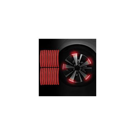 20 Pièces Autocollant Réfléchissant De Jante Roue, Autocollant Imperméables Pneu Voiture, Nuit Réfléchissant Sécurité Décoration Stripe pour Roue Intérieure De Voiture, Moto(Rouge)