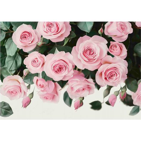 Papier peint mural roses roses suspendues intissé grand format design intérieur salon chambre pas cher 300x210 cm (1/5)