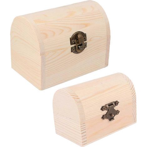 Boîte à bijoux en bois brun clair, compatible avec le rangement, lot de 2 boîtes à bijoux simples (1/5)