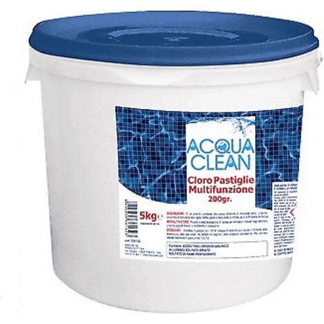 CLORO MULTIFUNZIONE IN PASTIGLIE PER PISCINE KG.10 ACQUA CLEAN (1/8)