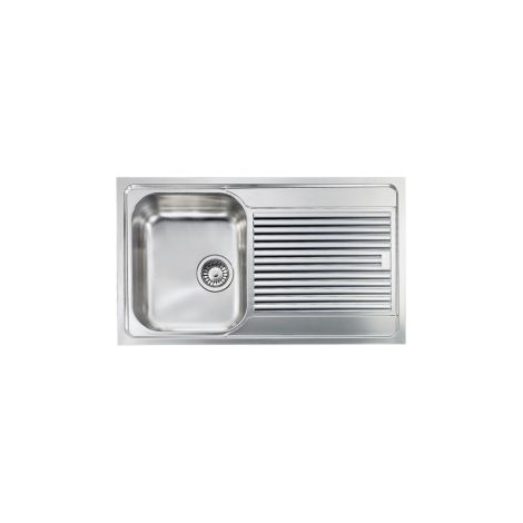 CM 011203.S1.01.2018 FILOSLIM Lavello da Incasso Semifilo 1 Vasca Saldita con Gocciolatoio Acciaio Inox Satinato (86x50 cm) colore Inox Satinato (1/5)
