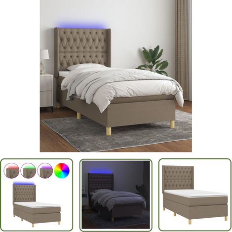 The Living Store Boxspringbett mit Matratze & LED Taupe 100x200 cm Stoff - Boxspringbett - Doppelbett - Lattenrost - Bettauflage - LED Beleuchtung (1/5)