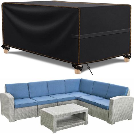 Housse de protection pour meubles de jardin, résistante à l'hiver, imperméable, tissu Oxford 420D, pour tables de jardin, meubles de terrasse, rectangulaire, livrée avec sac de rangement, 300 x (1/5)