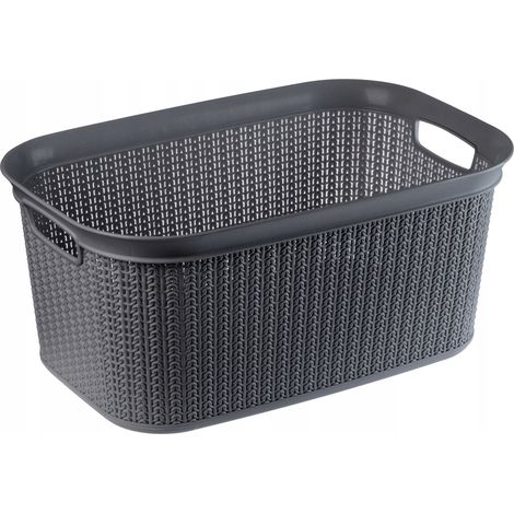 KADAX Wäschekorb, Wäschetruhe aus Kunststoff, Wäschebox 27L, Anthrazit (1/5)