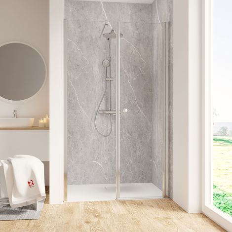 Porte de douche pivotante, verre 6 mm, profilé aspect chromé, Garant, Schulte, anticalcaire 120 x 200 cm, ouverture vers la droite