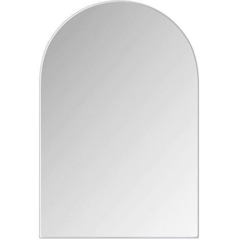 Armario espejo arqueado blanco de metal con estantes ajustables para baño (1/5)