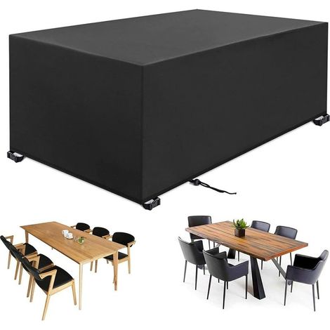 Housse Salon de Jardin 240x240x90cm Oxford Noir Housse Table de Jardin Rectangulaire Protection Bache Table de Jardin Mobilier Extérieur Imperméable Coupe-Vent Anti-UV Résistant Au Froid (1/5)