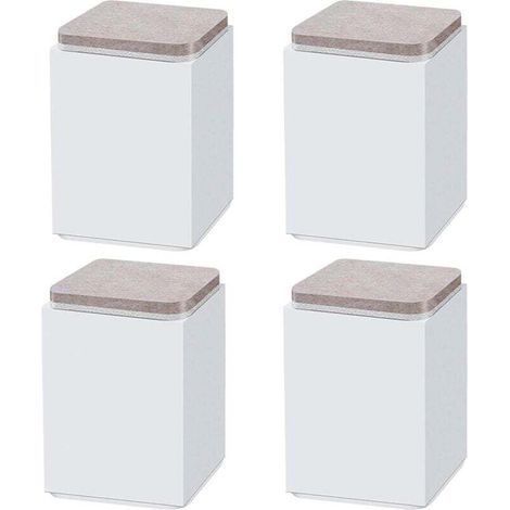 (Weiß 10 cm) 4 Stück Möbelstützbeine, selbstklebender Booster aus Kohlenstoffstahl, quadratisch 6 x 6 cm, für Sofa, Bett, Fernsehschrank, Möbelbooster, Höhe 5 cm/10 cm, Schwarz/Weiß/Braun