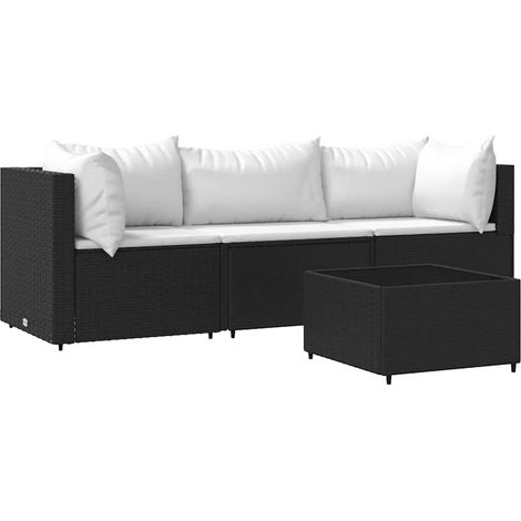 Maison Exclusive - 4-tlg. Garten-Lounge-Set mit Kissen Schwarz Po