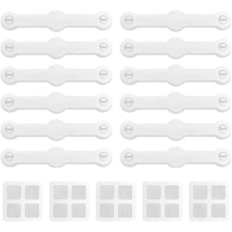 QORVA-Lot de 12 Boucles de Fixation pour fenêtre d'écran 5 Autocollants de réparation d'écran, Pas de perçage ou de Serrage requis, Boucles de moustiquaire et Anti-moustiques pour écrans Anti-Insectes (1/5)
