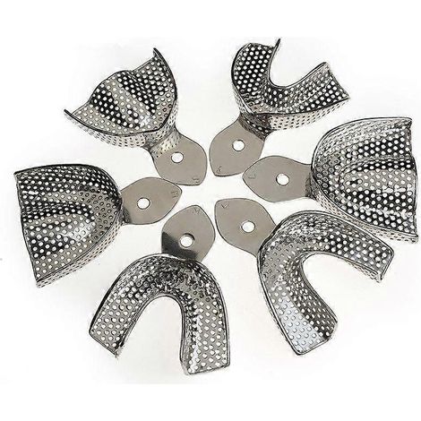 Ensemble (6 pièces) de porte-empreintes dentaires en acier inoxydable pour prothèses dentaires ( ) (1/3)