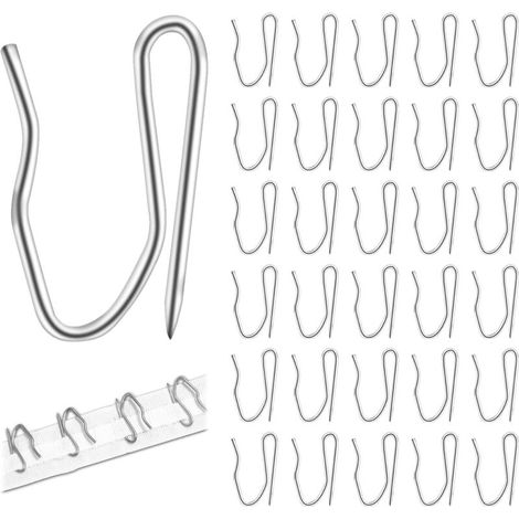CSPARKV 50 Pièces Crochet Rideaux Métalliques 32x20mm Argent Agraphes pour Rideaux Acier Inoxydable Crochet Rideau Rail pour Rideau à Plis Pincés pour Fenêtre Cuisine Chambre à Coucher Douche (1/5)