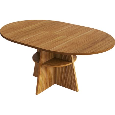 Mesa de comedor extensible MDF y metal marrón oscuro 110-150 x 110 x 76 cm (1/5)