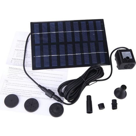 Solar-Springbrunnenpumpe, 9 V, 1,8 W, 165 l/h, PET-Solarpanel, Bewässerungsset für Springbrunnen, Teich, Pool, Garten