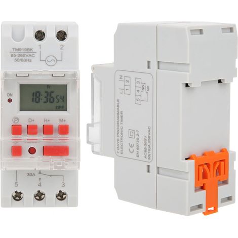 Minuterie numérique programmable TM919BK 85265V AC 30A avec écran LCD et 7 jours (1/5)