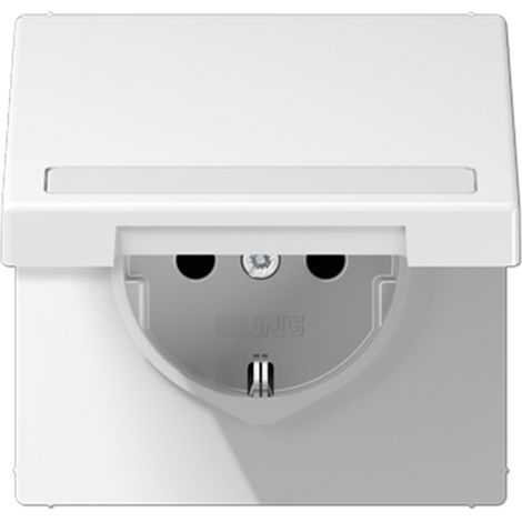 Jung Base de enchufe SCHUKO®, 16 A 250 V , con campo de rotulación, SAFETY+, tapa abatible, termoplástico, Serie LS, blanco alpino LS 1520 BFNAKL WW