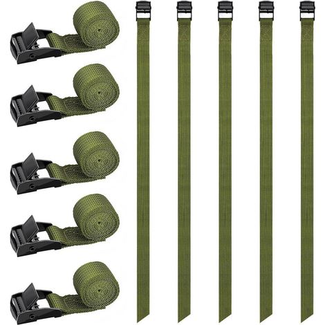 10x Spanngurte 50cm Grün mit Klemmschloss, 100kg Belastbarkeit