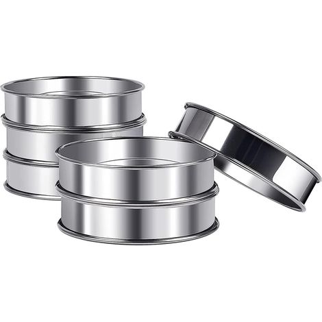 round Muffin Rings, 6 Pices 10,5x2,5cm Cercles Tartelettes Moules Acier Inoxydable Tart Ptisserie Cercle (1/5)