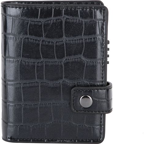Portefeuille double carte mode anti-RFID étui porte-cartes crédit ID poche (Fibre de carbone noir)