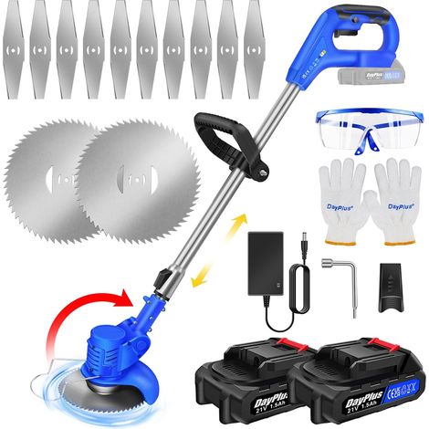 Tondeuse à gazon sans fil 21V, tondeuse à gazon sans fil de jardin, équipée de 2 batteries et chargeurs de 1,5 Ah, jeu de tondeuses à gazon, réglable en hauteur (1/5)