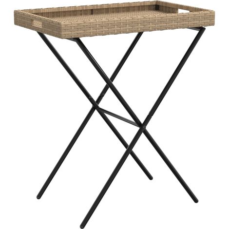 Klappbare Beige Tisch 65x40x75 cm aus Geflecht