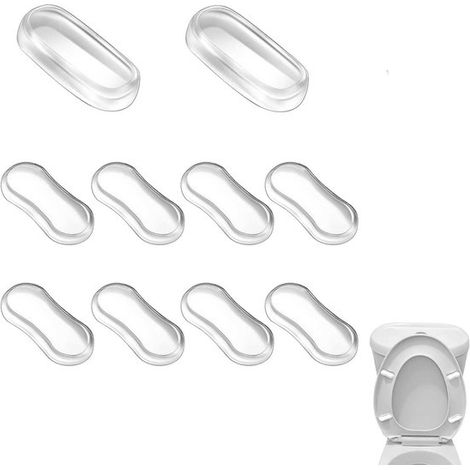 Juego 10 topes transparentes asiento inodoro, Tope silicona asiento inodoro, Goma asiento inodoro, Tope universal asiento inodoro, Transparente (1/5)