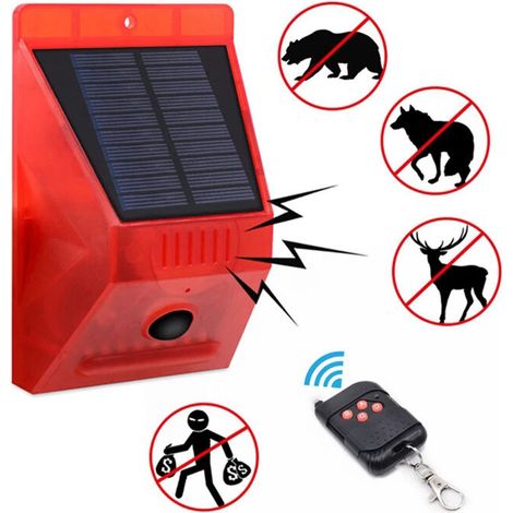 Alarme Solaire de sécurité,  Lumières solaires stroboscopiques avec détecteur de Mouvement Alarme de sécurité d'urgence (1/4)