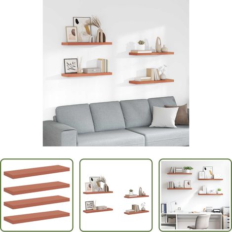 Rangement intérieur - Étagère Murale 4 pcs Rouge 80 x 23,5 x 4 cm Bois d'ingénierie (1/5)