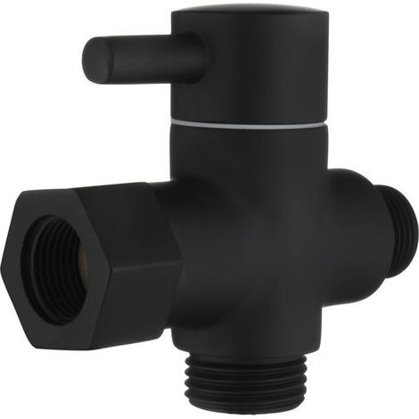 Valvola deviatrice a 3 vie in ottone con adattatore da 3/8”-12/17” per tubo dell'acqua del WC, nera (1/4)