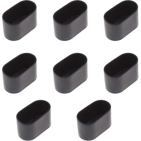 HONORNIC - Lot de 8 embouts ovales pour pieds de table ou de chaise - Caoutchouc souple - Anti-rayures - 40 x 20 mm - Noir