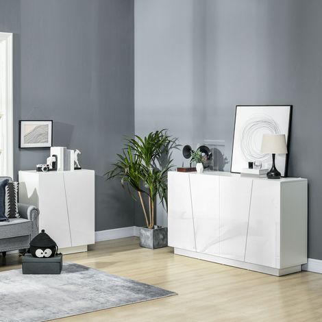 Meuble multiusage en aggloméré blanc à 5 niveaux avec étagère réglable sur 3 niveaux, 150x40x88 cm (1/5)