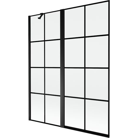 Mexen Mist paroi de baignoire 2 volets gauche 140 x 150 cm, grille noire, noir - 8A9-140-011-70-77-L (1/5)