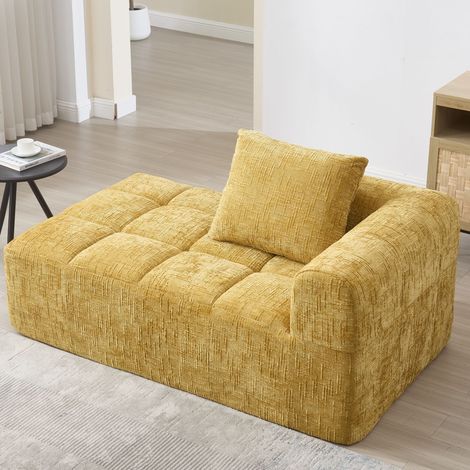 Sofa aus weichem Chenille-Stoff mit Kissen, Sofa mit Seitentaschen, modulares Sofa, modernes Design, Gelb