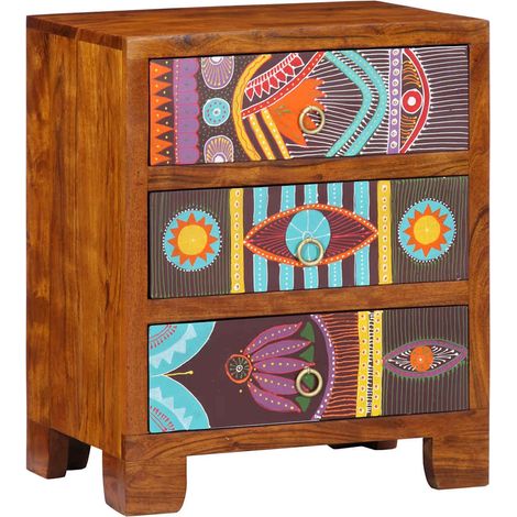vidaXL Credenza Multicolore 50x35x60 in Legno Massello di Acacia (1/5)